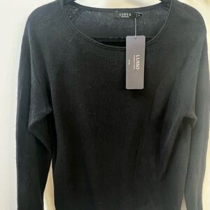 Women's Black 100 % Cashmere Crew Neck Sweater